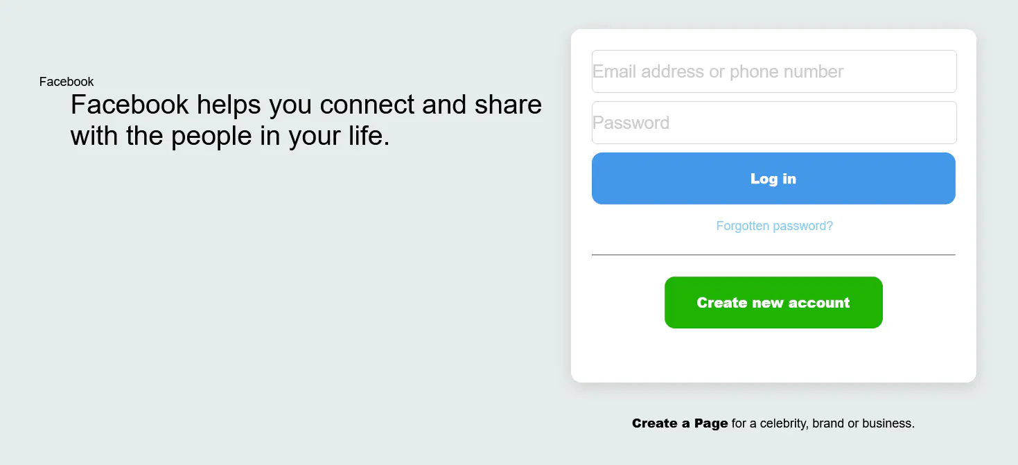 Sitio de phishing de Facebook