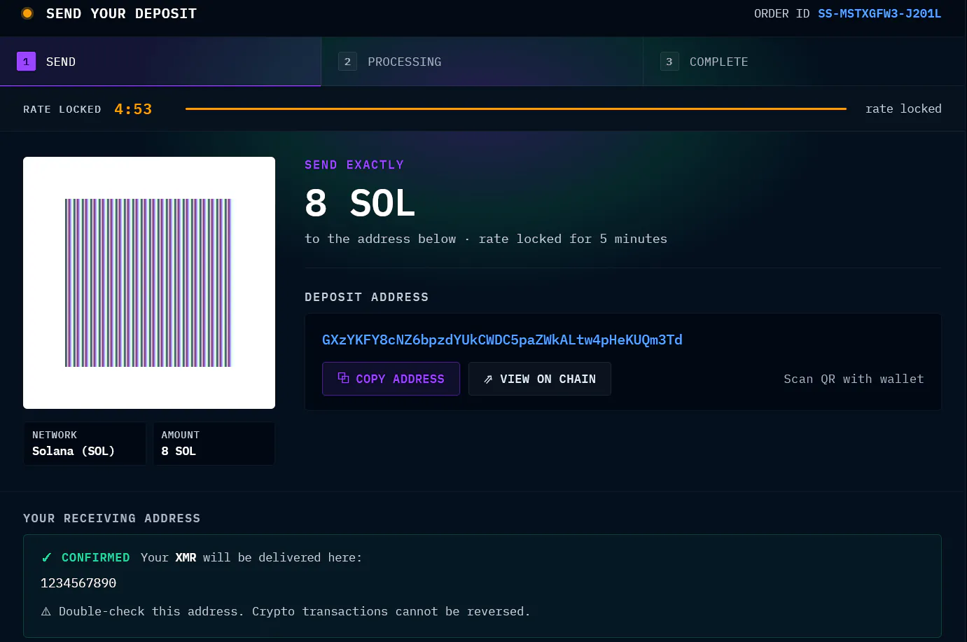 solana to monero