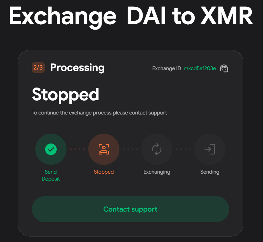 exchange dai to xmr