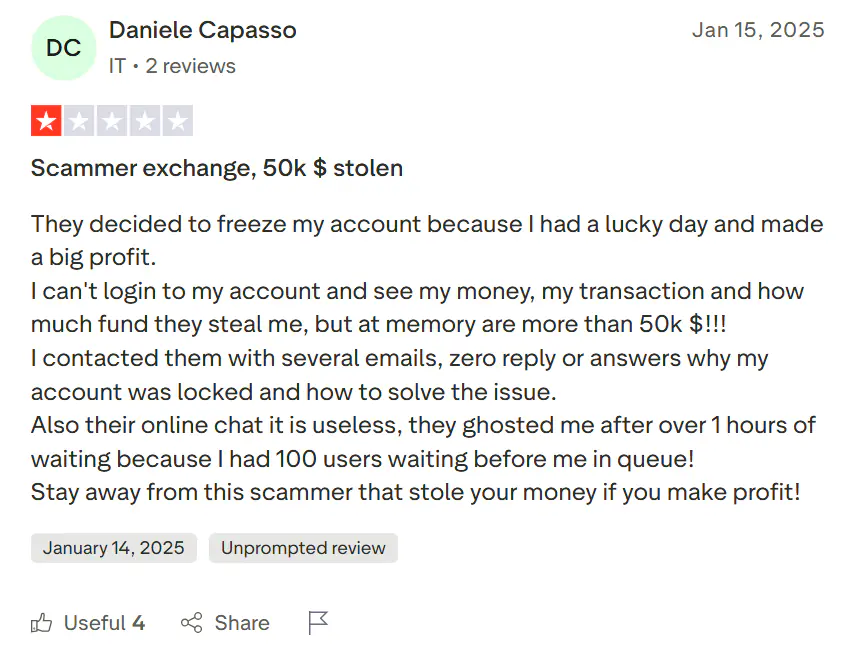 scammer exchange 50k stolen